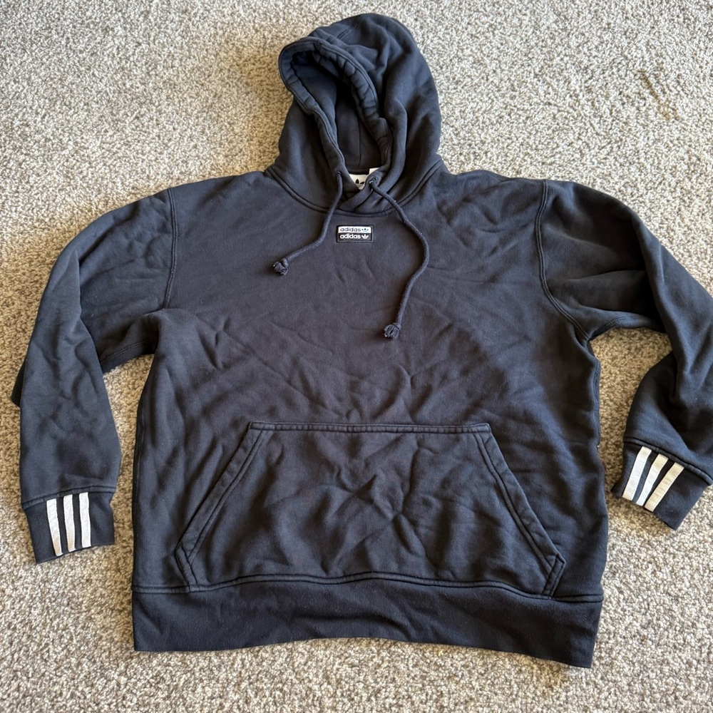 Adidas Black Sweatshirt with Three-Stripe Branding